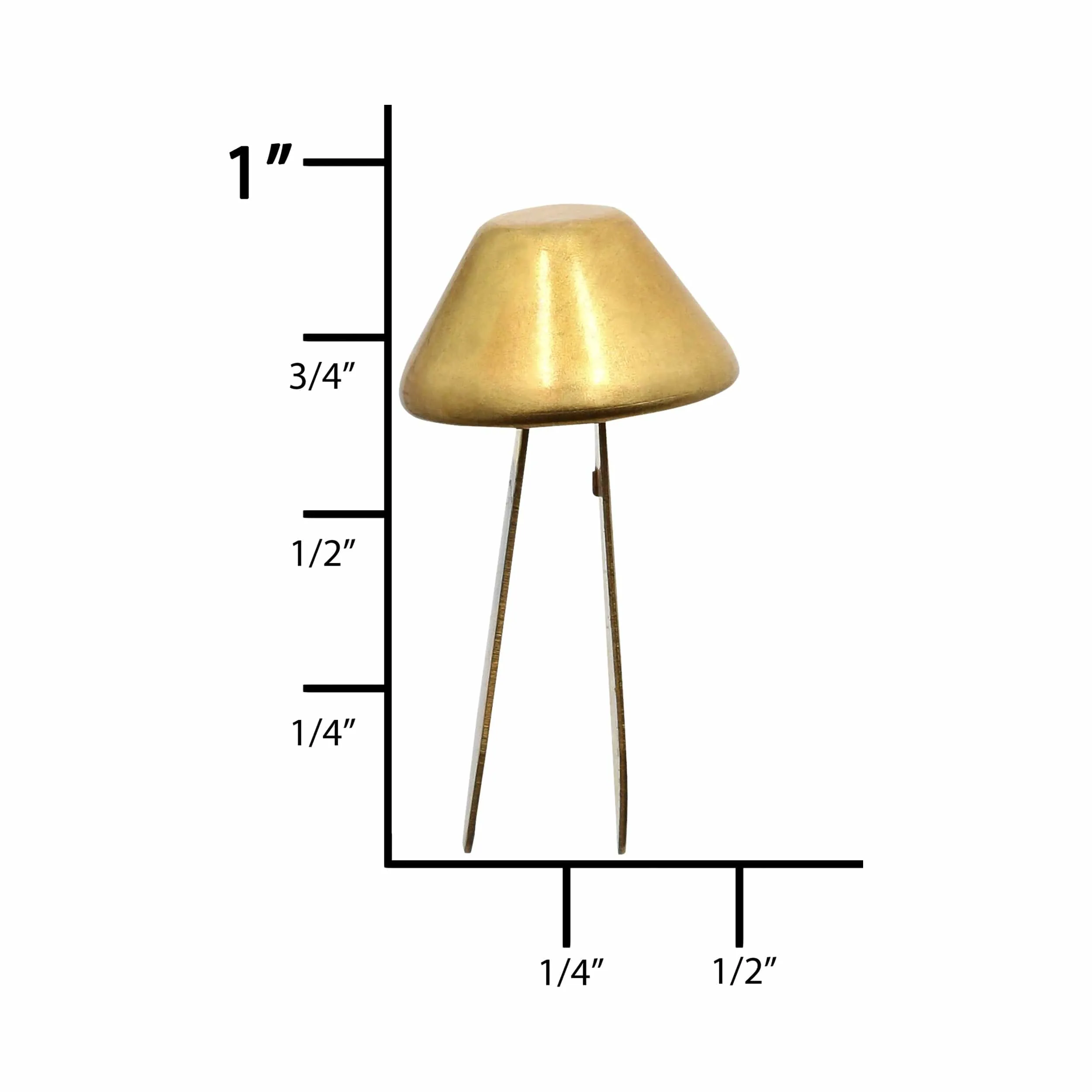 12mm Brass, Cone Handbag Bottom with Prongs, Zinc Alloy, #P-4000-12-BRS