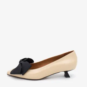 Angel Alarcon Cream Kitten Heel Pump|24628273C