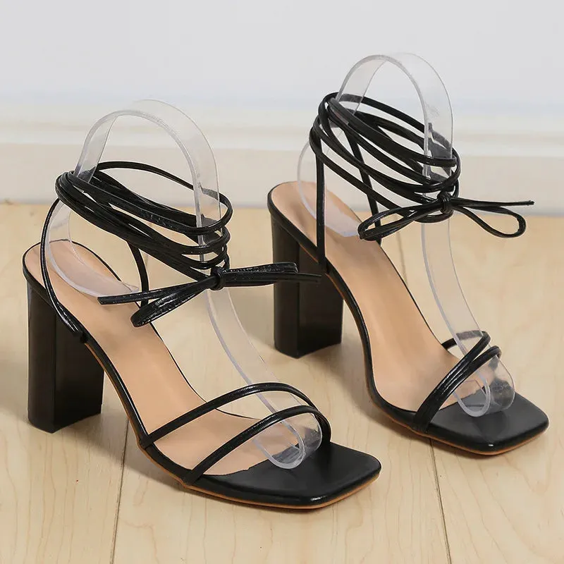 Ankle Tie Lace Up Heels Sandals