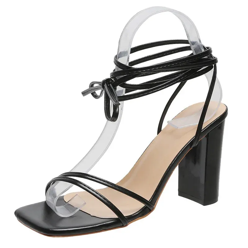 Ankle Tie Lace Up Heels Sandals