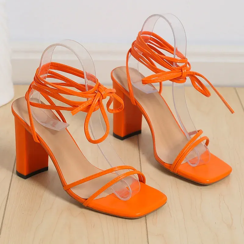Ankle Tie Lace Up Heels Sandals