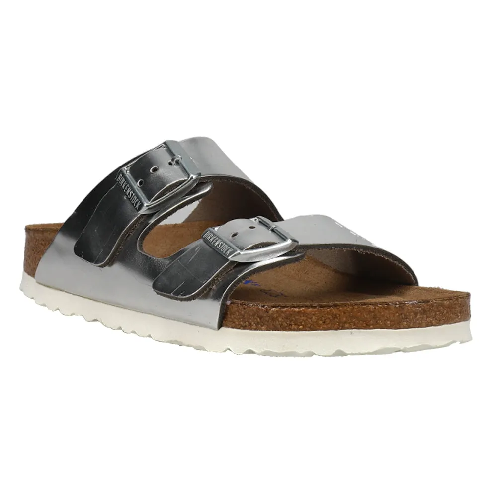 Arizona Soft Leather Metallic Narrow Footbed Sandals