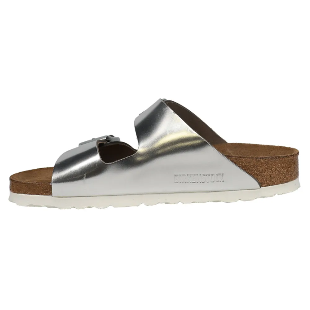 Arizona Soft Leather Metallic Narrow Footbed Sandals