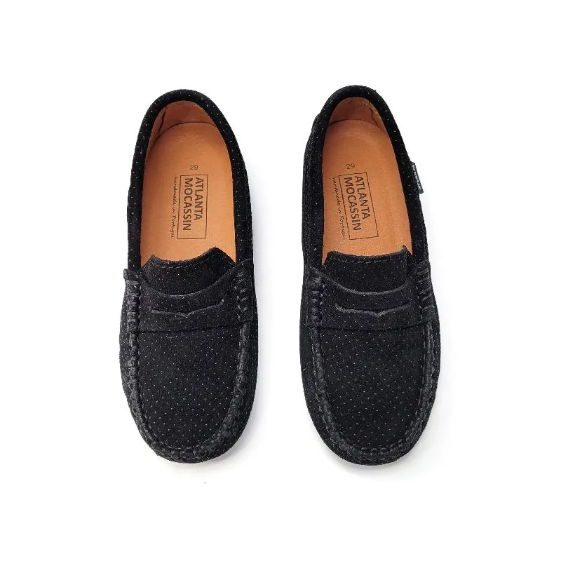 Atlanta Mocassin Black Suede Sparkle Penny Loafer 032