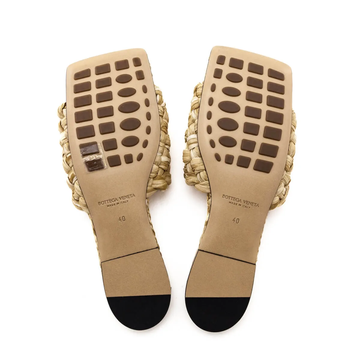 Bottega Veneta Natural Raffia Twisted Intrecciato Stretch Mules Size US 10 | EU 40
