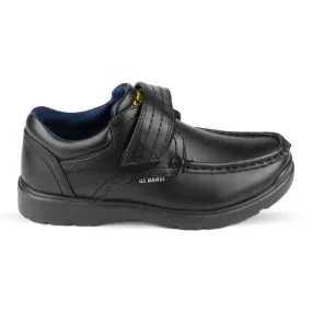 Boys Touch Fasten School Shoe in Black