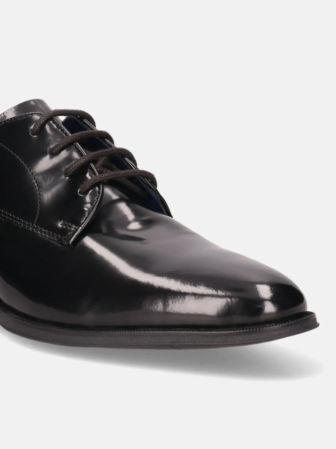 bugatti Black Premium Leather Formal Derby Shoes