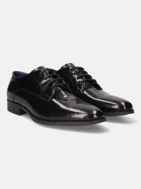 bugatti Black Premium Leather Formal Derby Shoes