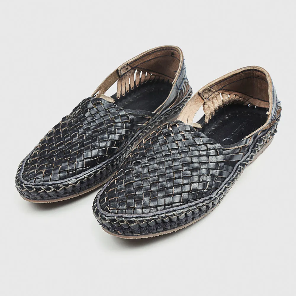 Dark Blue Handstitched Leather Kolhapuri Men Shoes