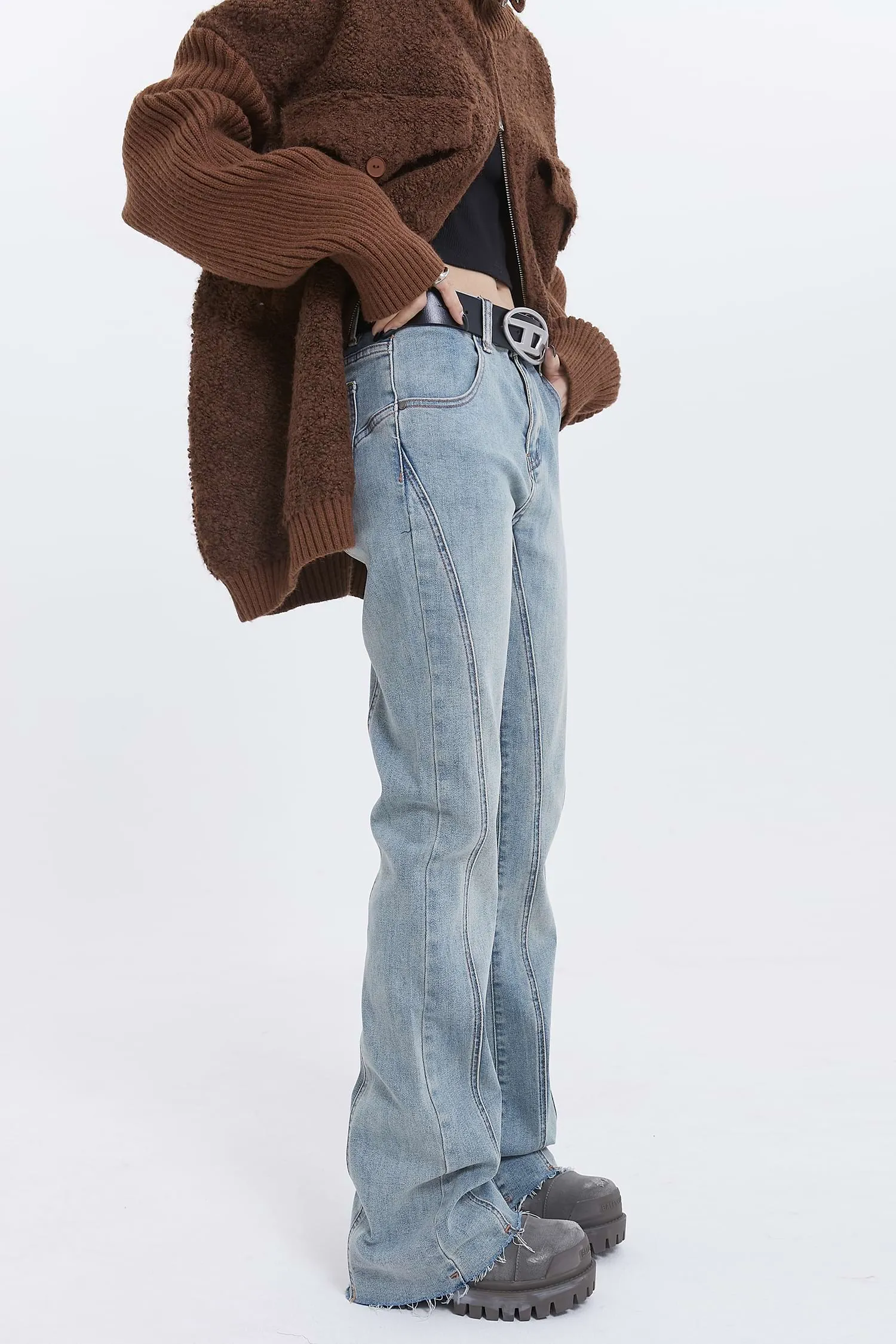 Distressed Hem Jeans