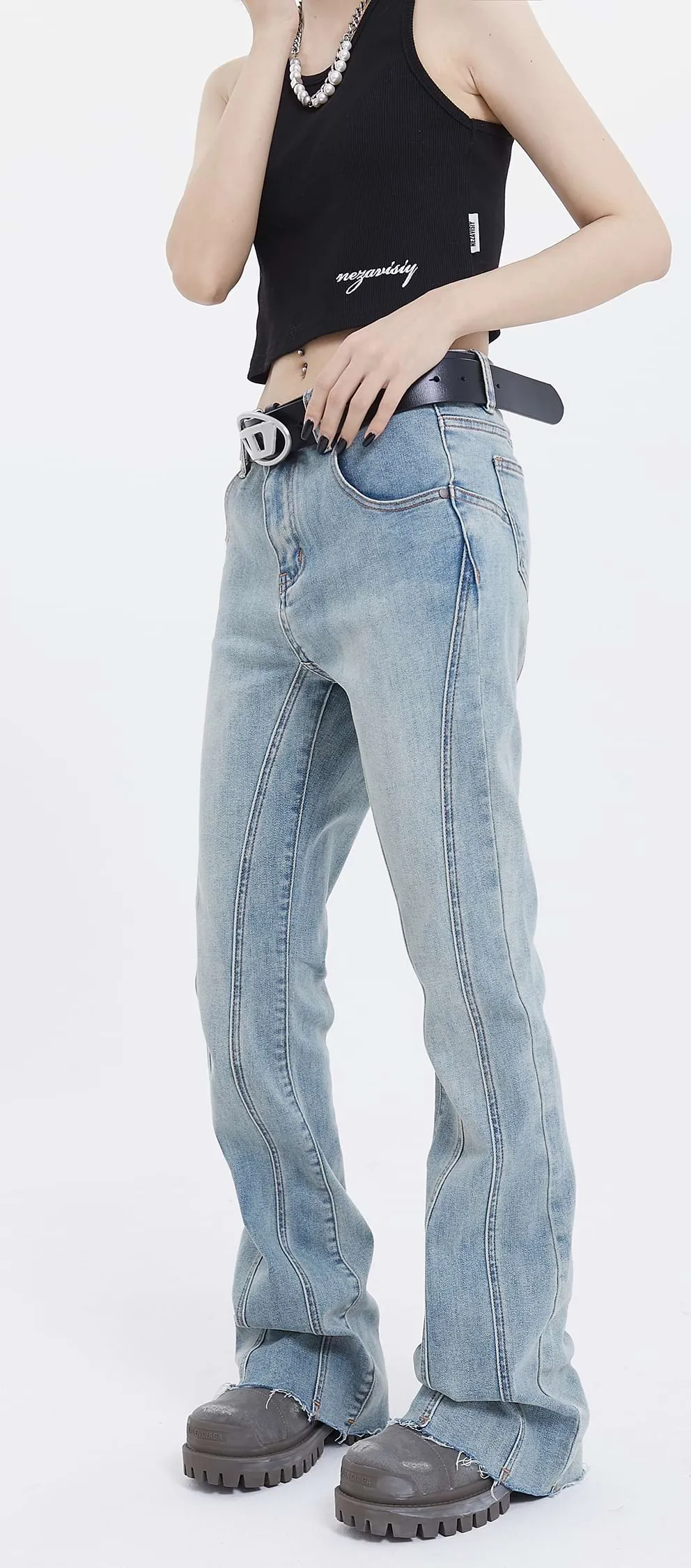 Distressed Hem Jeans