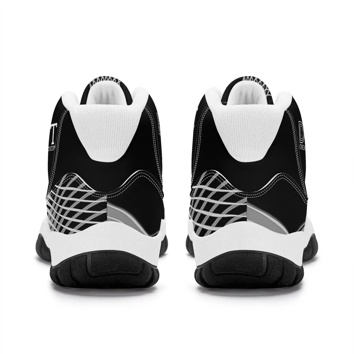 DONT  D4X White  logo,, Black,White, Grey  Design & Black High Top Air Retro Sneakers - White