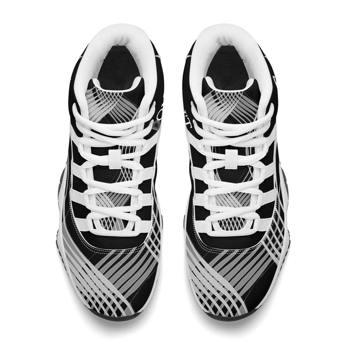 DONT  D4X White  logo,, Black,White, Grey  Design & Black High Top Air Retro Sneakers - White