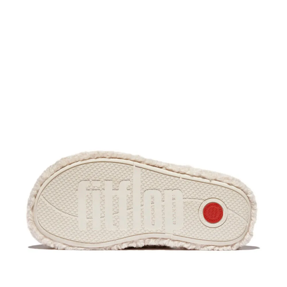FitFlop iQushion D-Luxe Teddy Cross Slides - Milk Ice