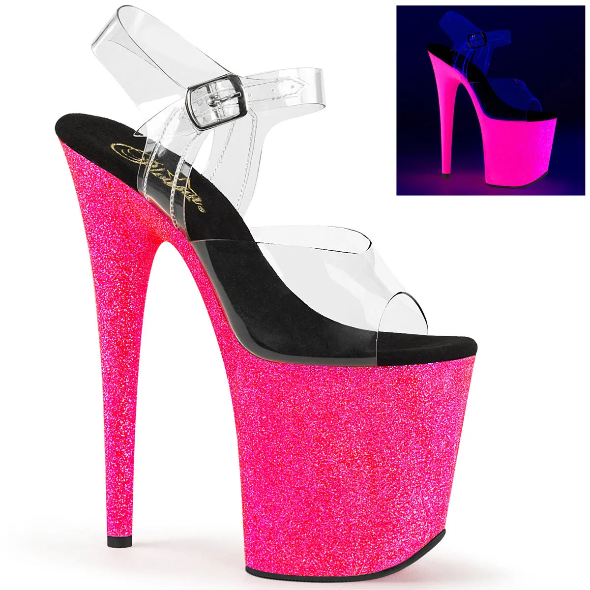 FLAMINGO-808UVG Neon Pink 8 Inch Exotic Dancer Shoes