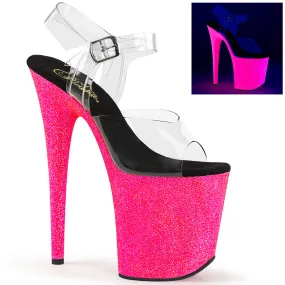 FLAMINGO-808UVG Neon Pink 8 Inch Exotic Dancer Shoes