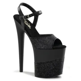FLAMINGO-809-2G Black Glitter Wrapped Platform Exotic Dancer Shoes