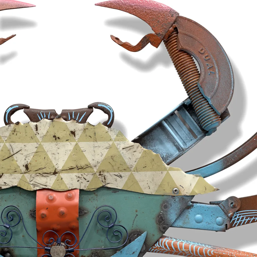 FOLK FAUNA (BLUE CRAB) original mixed media wall art