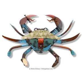 FOLK FAUNA (BLUE CRAB) original mixed media wall art
