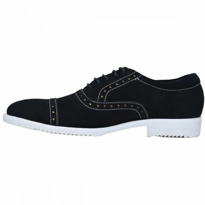 Friday All Day Comfort Black Italian Leather Oxford with Embossed Logo