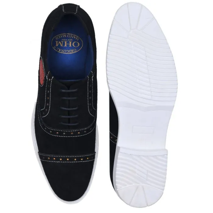 Friday All Day Comfort Black Italian Leather Oxford with Embossed Logo