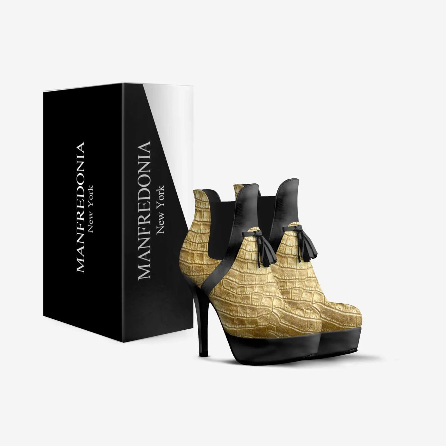 GOLD ALLIGATOR TASSEL PLATFORM BOOTIE