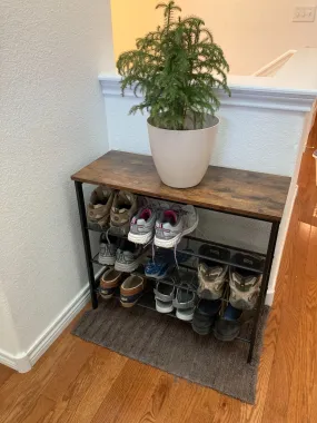 Industrial Shoe Rack, 4-Tier Shoe Shelf, Storage Organizer Unit with 3 Mesh Shelves