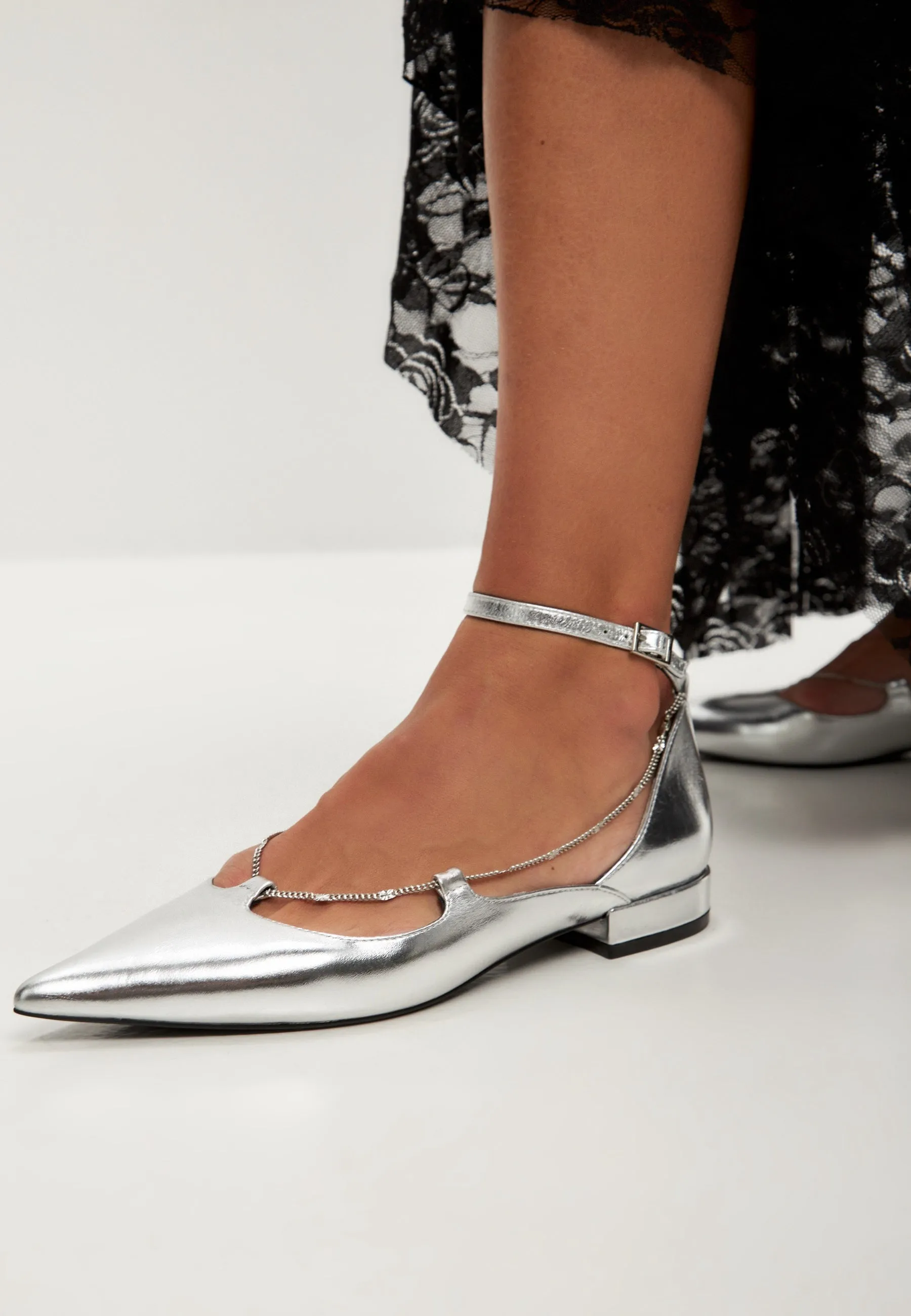 Leather Ballerinas Clara - Silver