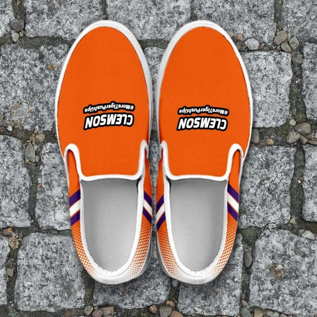 #MoreTigerPushUps Clemson Fan Slip-on Sneakers