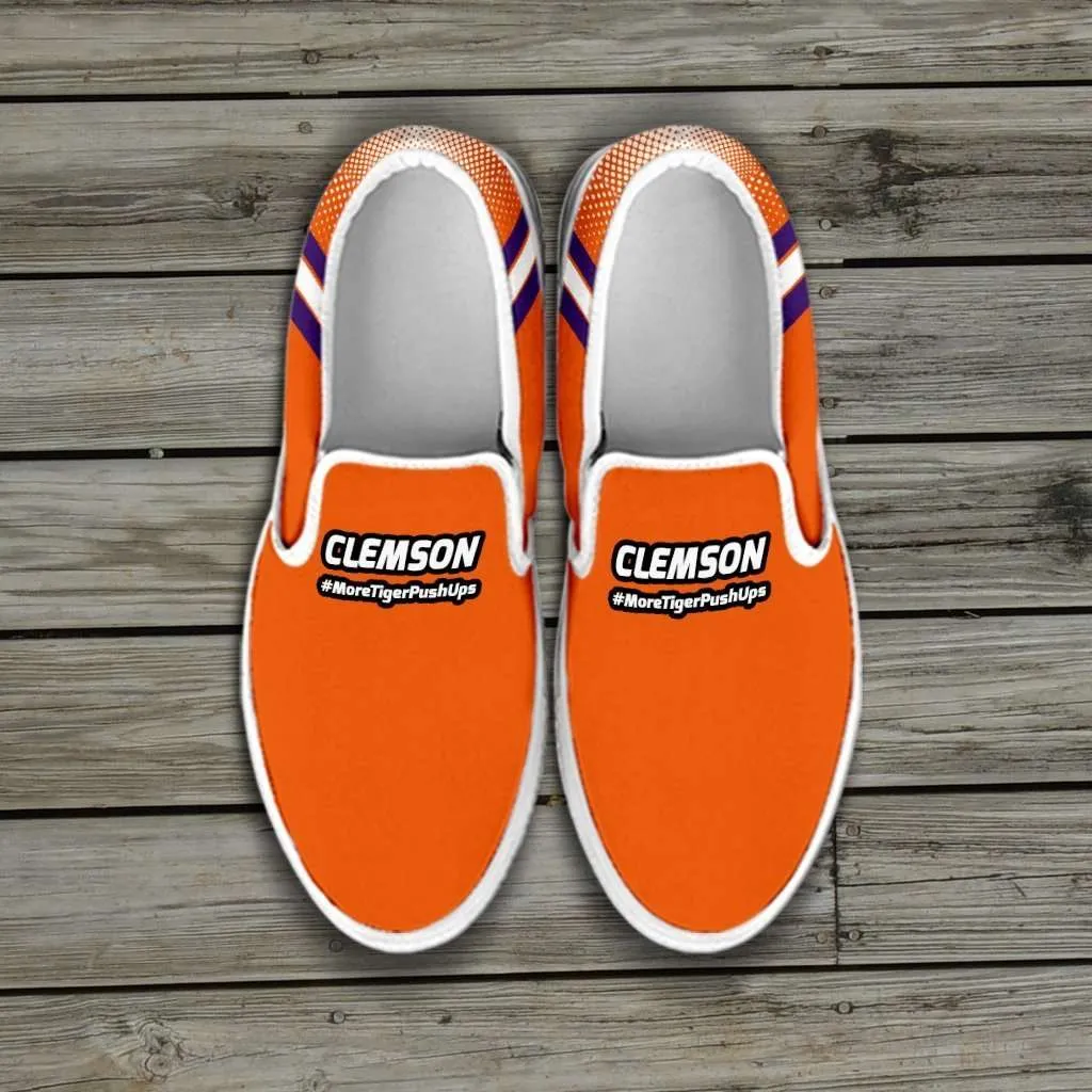 #MoreTigerPushUps Clemson Fan Slip-on Sneakers