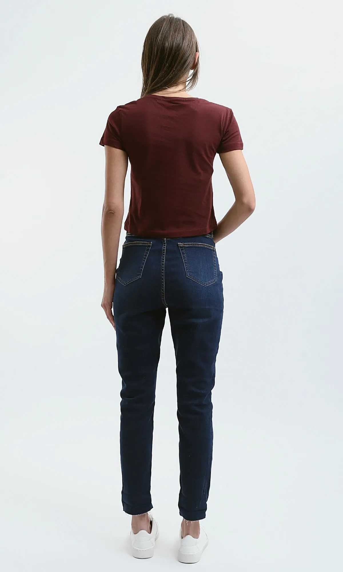 O182256 Short Sleeves Burgundy Cotton Short Tee