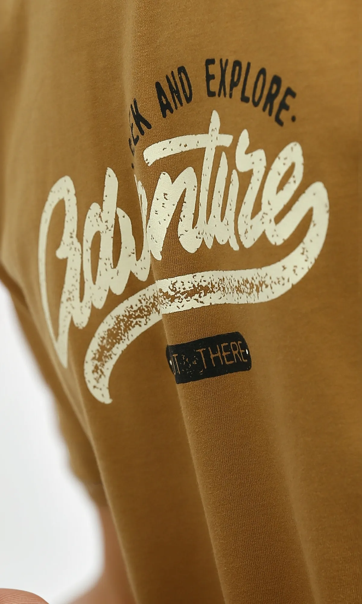 O182405 Mustard Short Sleeves Slip On Printed Tee