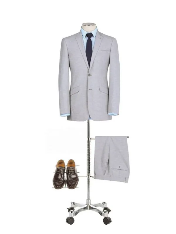 PREMIUM BUILD YOUR PACKAGE: Light Grey Slim Fit Suit (Package Includes 2 Pc Suit, Shirt, Necktie or Bow Tie, Matching Pocket Square)