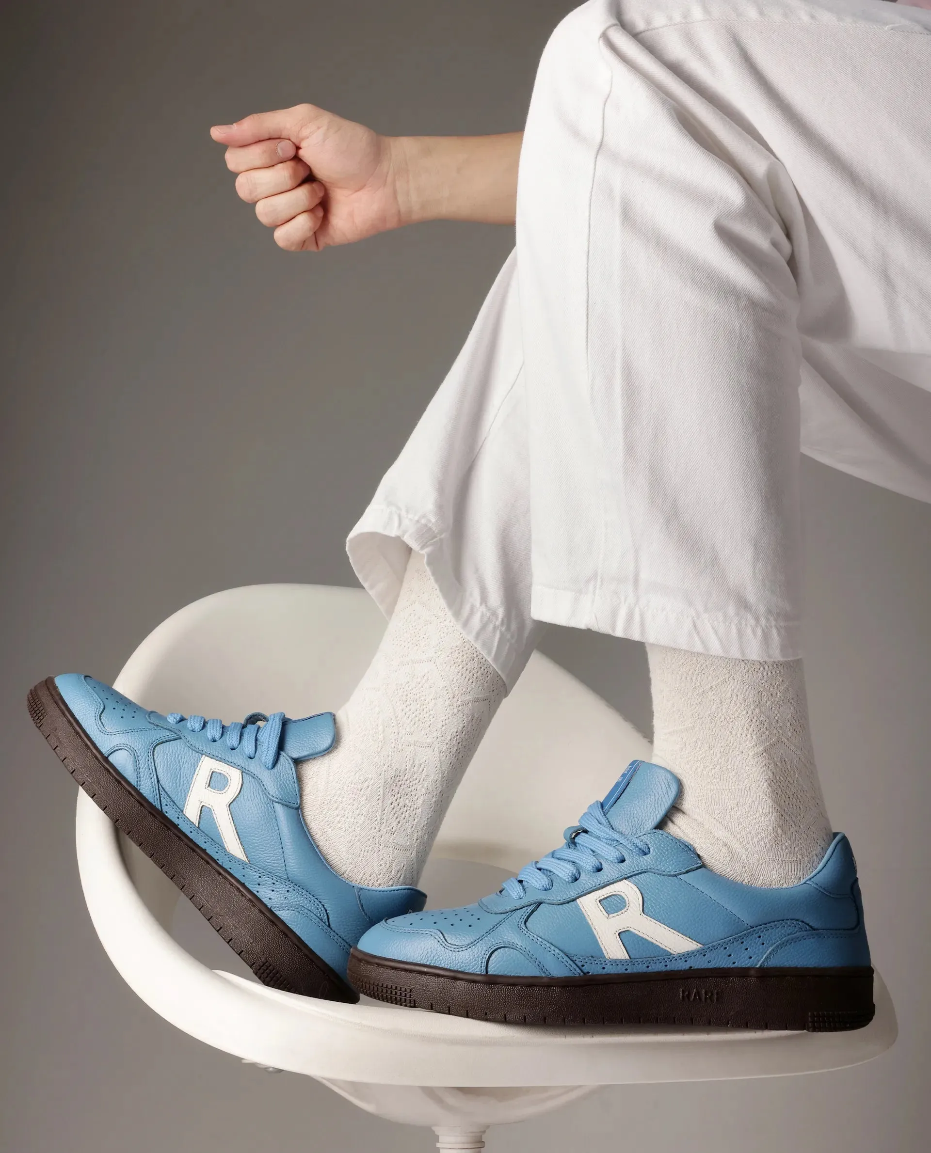 Rare Rabbit Men's Kepler Blue Genuine Leather Low-top Lace-up Sneaker Shoes