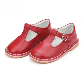 Selina Scalloped T-Strap Mary Jane Red