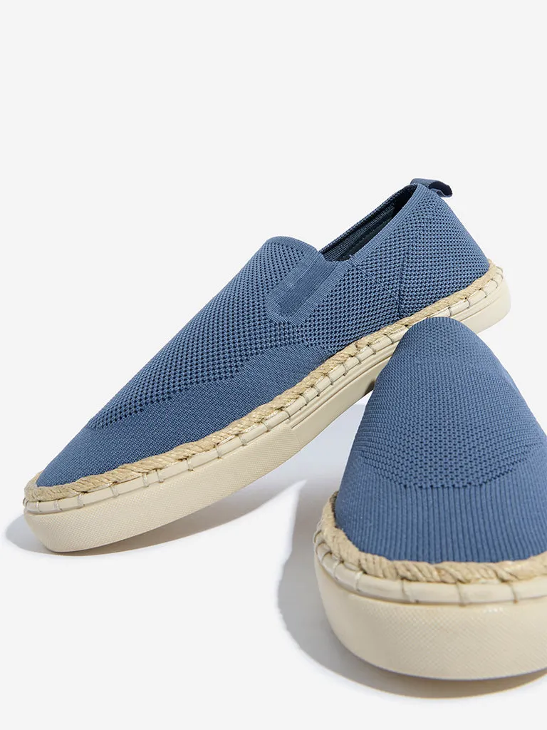 SOLEPLAY Blue Knit-Textured Slip-On Shoes