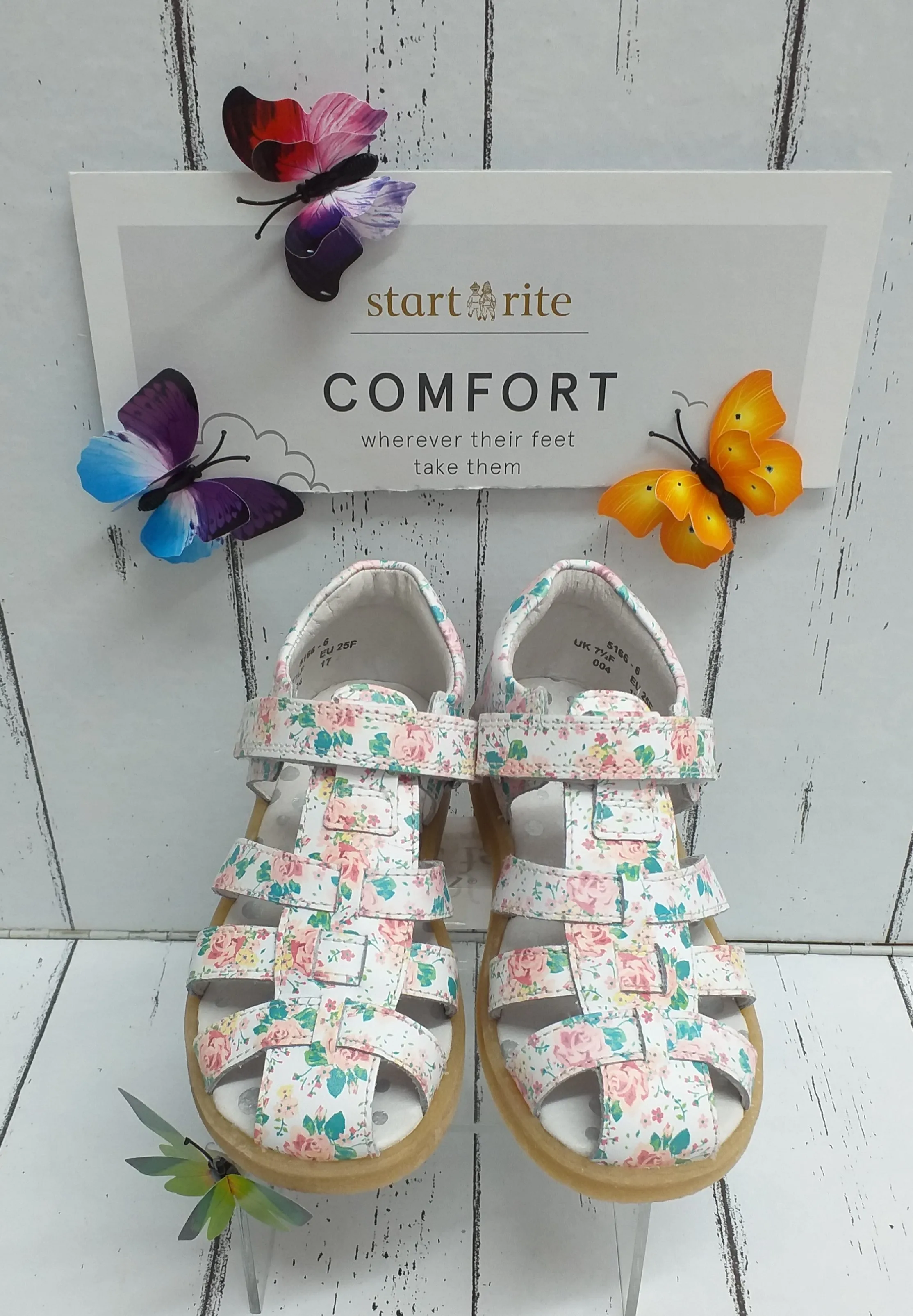 STARTRITE - ELLIE - 5166-6 -  Touch Fastening Sandal - White Floral