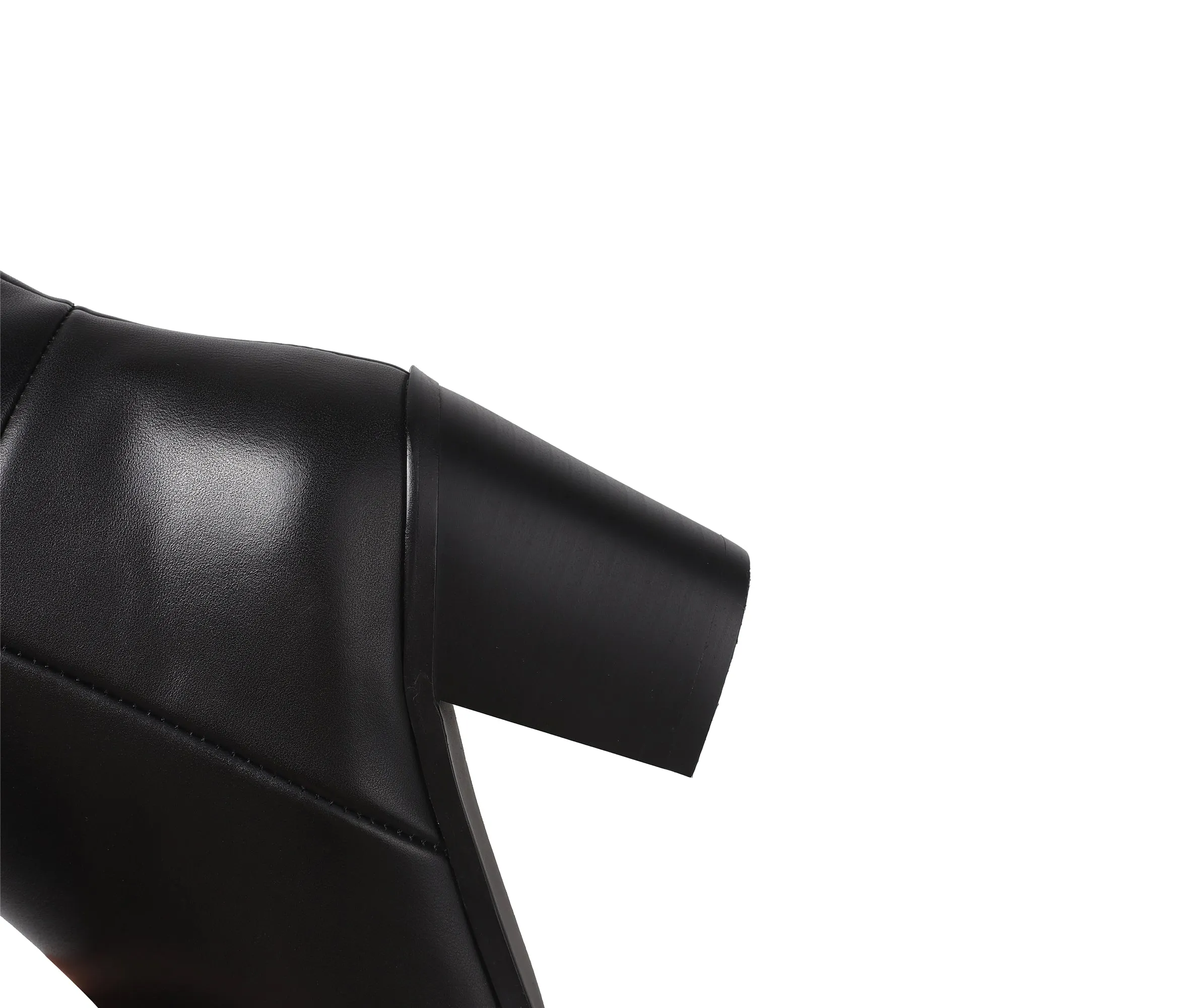 TinaCus Pointed Toe Genuine Leather Handmade Chunky Heels Slip On Women's Classic Knee High Boots