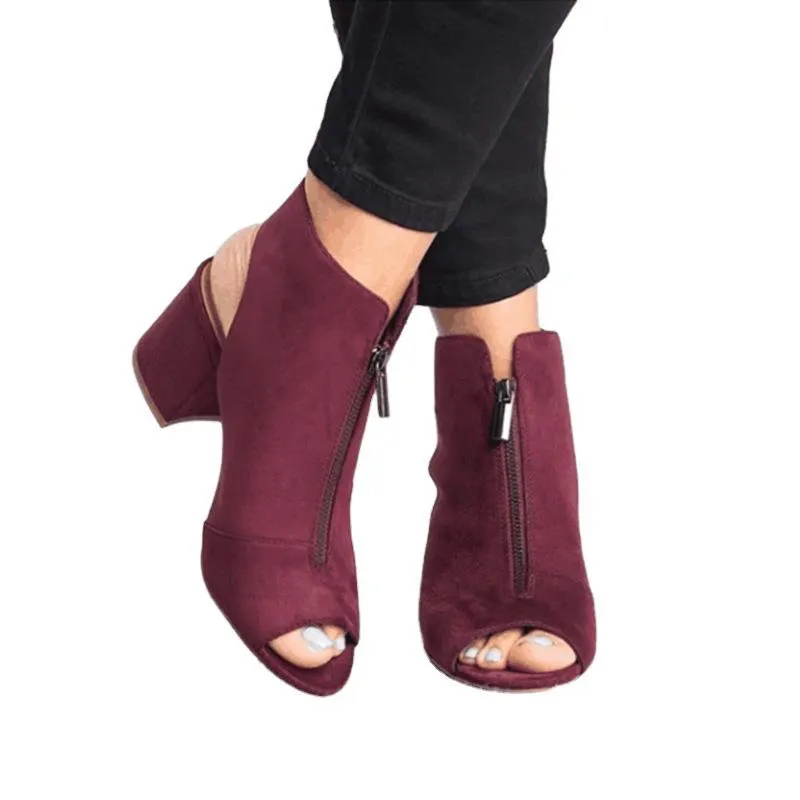 Women Fish Mouth Thick Heel Sandals Shoes