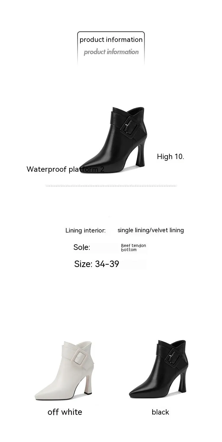 Women's High Heel Skinny Boots with Belt Buckle
