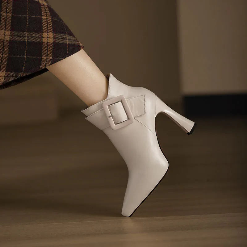 Women's High Heel Skinny Boots with Belt Buckle
