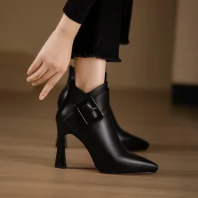 Women's High Heel Skinny Boots with Belt Buckle