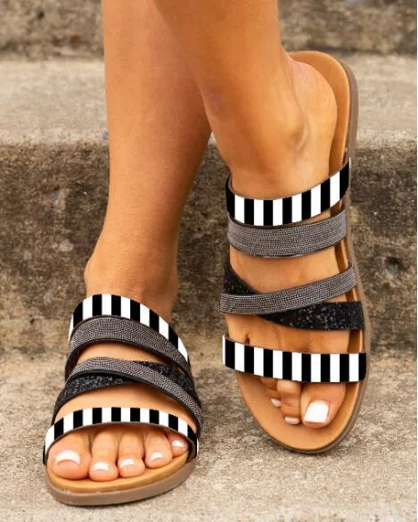 Womens Strap Sandals Hollow Flat Zipper Shoes