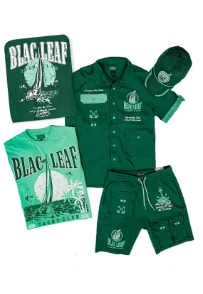 Yacht Club Button Up Shirt Big & Tall, Yacht Club Shirt Big & Tall, Yacht Club Twill Shorts Big & Tall, and Yacht Club Captain Hat Bundle (Shoes Not Included)